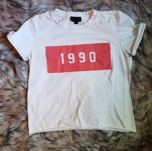 Topshop White/Red 1990 Cropped T-Shirt